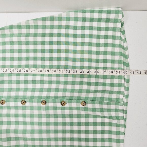Loft Gingham Button Flare Dress Womens 16 Green White Cottage Country Western - Picture 7 of 13